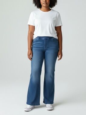 Lane Bryant Jeans High Rise Pull On Boot Plus Size 26 Blue Stretch 48 X 31 NEW